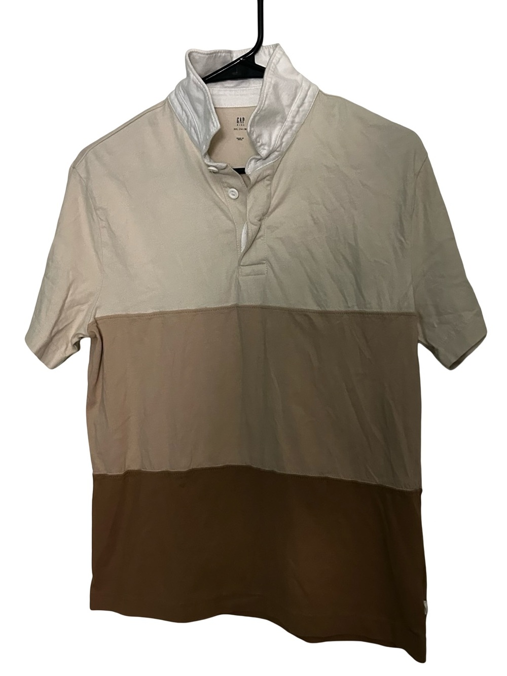 Boys Colorblock Polo Shirt - Neutral Beige & Brown